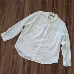 Linen Elegant White Button-Down Shirt for Women 100% Linen